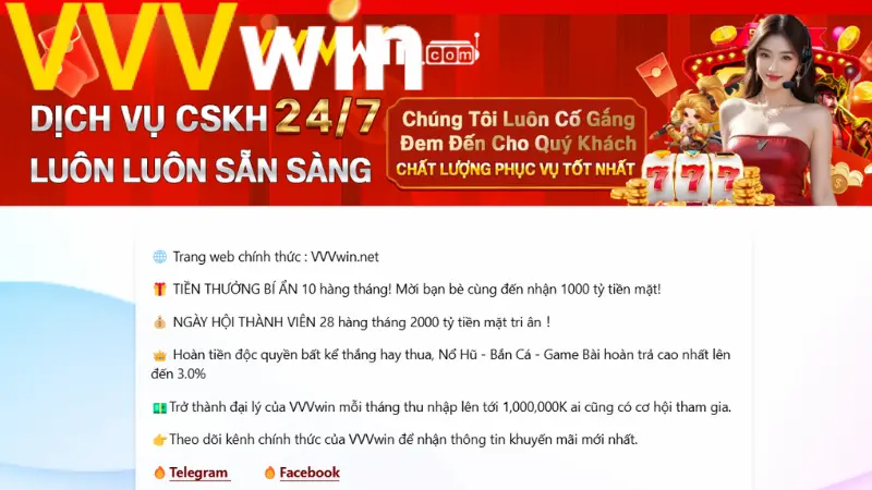 Tỷ lệ trả thưởng cao chính sách rõ ràng và minh bạch tại VVVwin